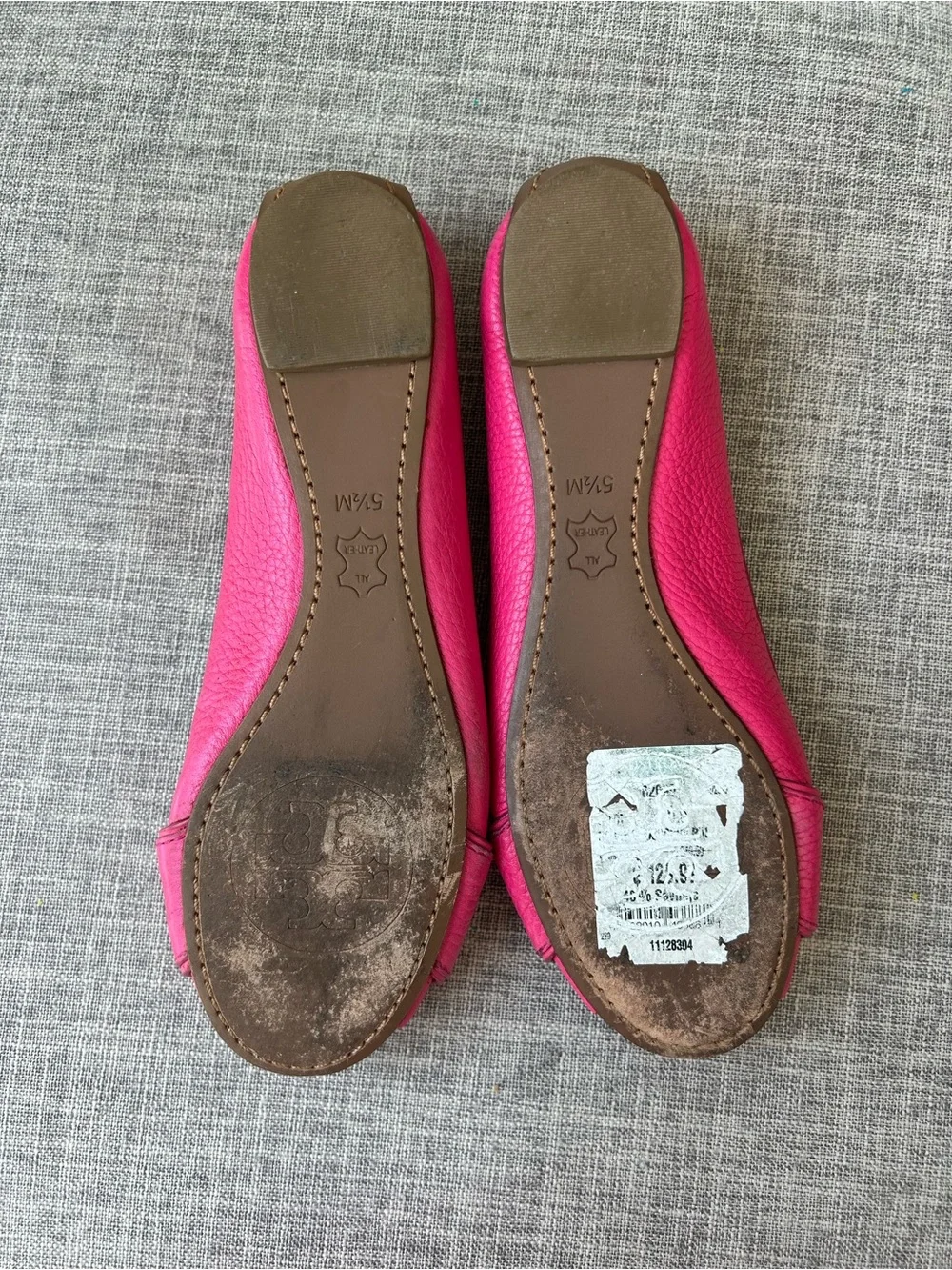 Tory Burch Pink Textured Leather Clines